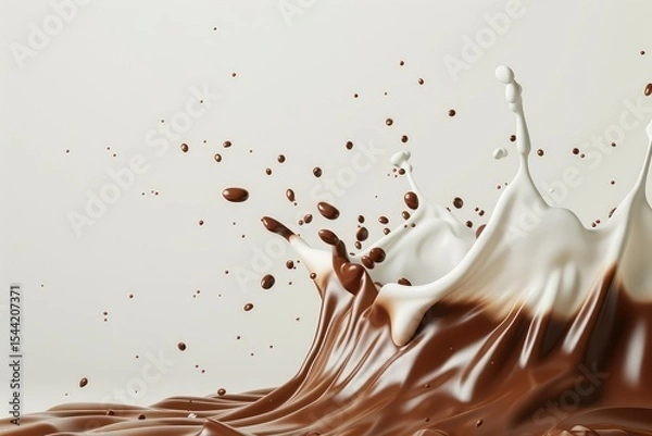 Obraz High Quality Image of Splash of Milk and Chocolate in 3D Rendering