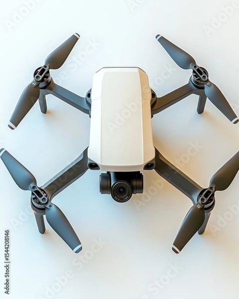 Obraz White drone with black components, camera visible