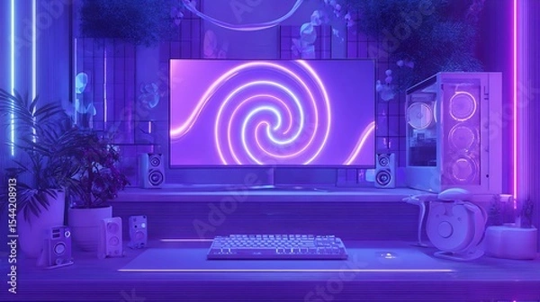 Fototapeta "Modern Workspace Vibes: Sleek Interior with Computer Setup"

"Tech-Inspired Elegance: Interior Design Meets Digital Aesthetics"

"Futuristic Workstation: Minimal Computer Interior Background"

