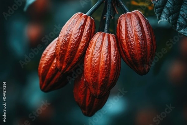Fototapeta Close-up of cacao pods on branch