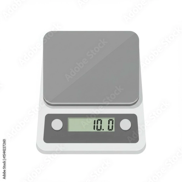 Obraz Gray Digital Kitchen Scale on White Background