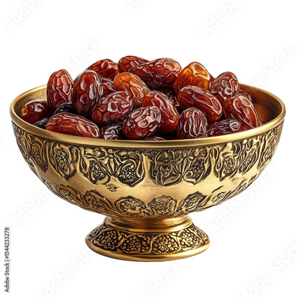 Obraz Ornate Golden Bowl Filled with Sweet Medjool Dates