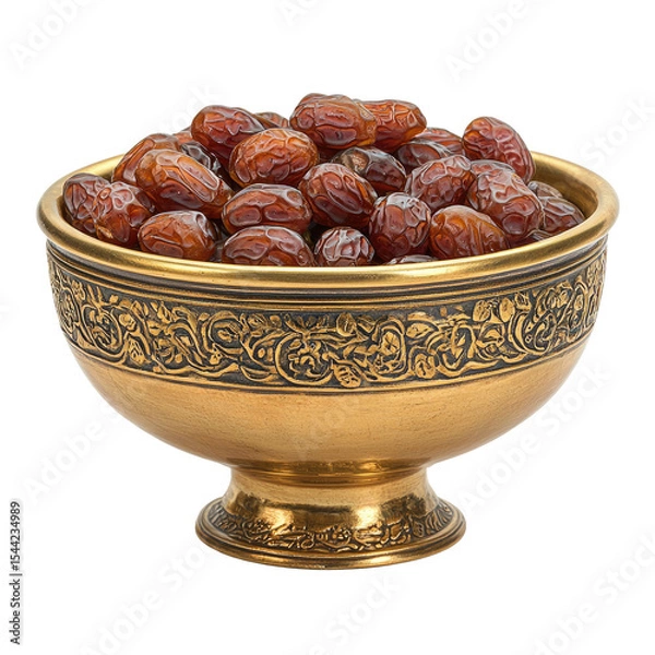 Obraz Ornate Golden Bowl Filled with Sweet Medjool Dates