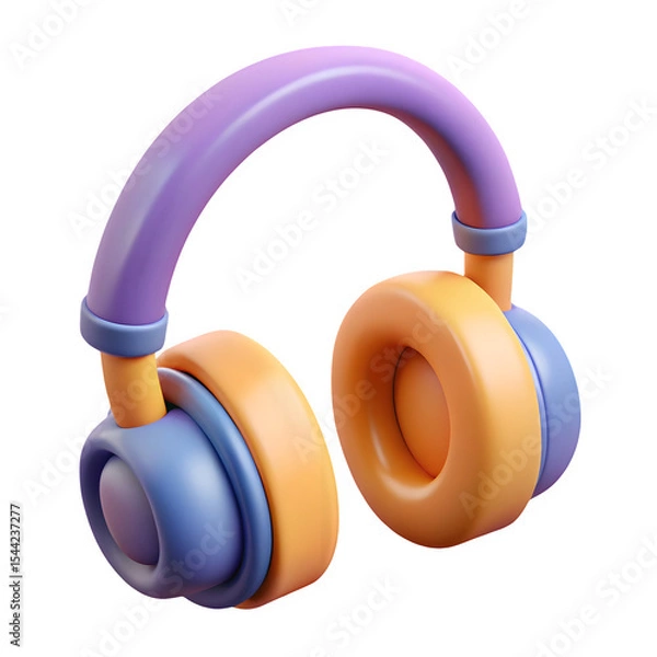 Fototapeta Abstract 3d render of colorful headphones