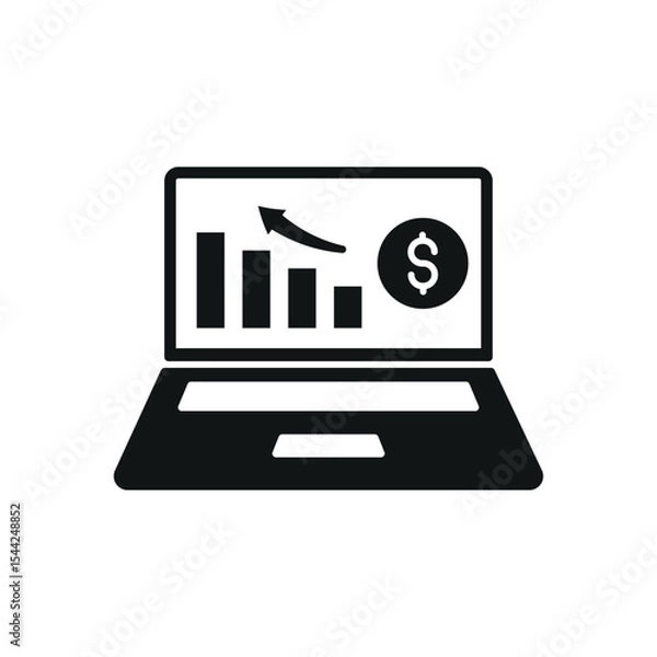 Fototapeta Finance app icon on laptop shape presents a powerful and reliable money tracking icon.