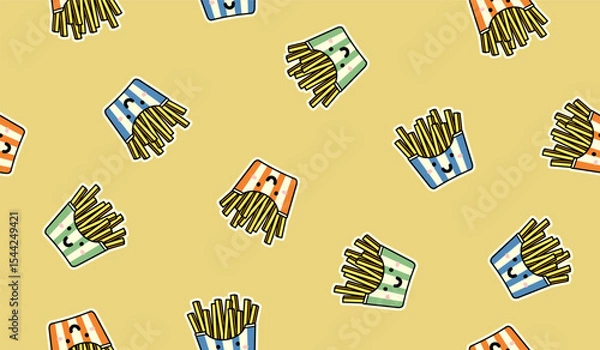 Obraz Cute french fries pattern background vector design