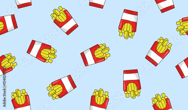 Obraz Cute french fries pattern background vector design