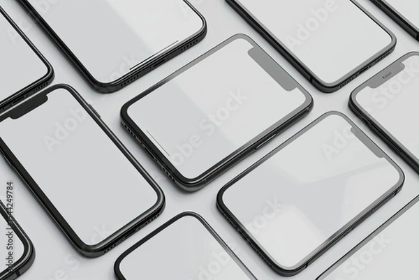 Fototapeta High Resolution Visual of Close Up on Various Phone Mockup