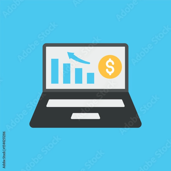 Fototapeta Finance screen with bright charts and white device creates a light and clear app icon.