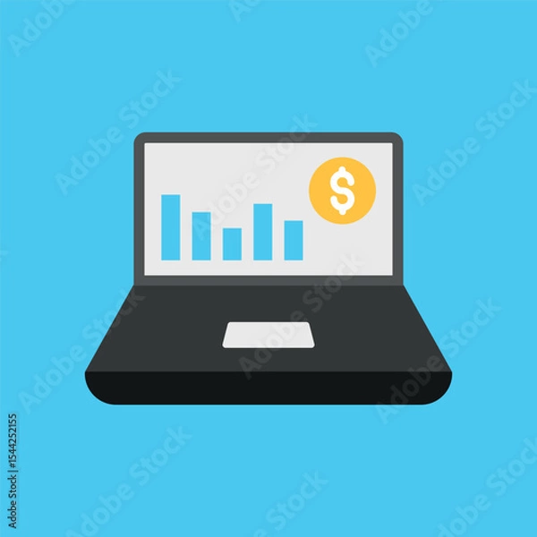 Fototapeta Finance screen with bright charts and white device creates a light and clear app icon.