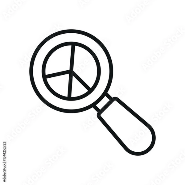 Fototapeta Pie chart with magnifier in line style builds a clean and focused data review icon.