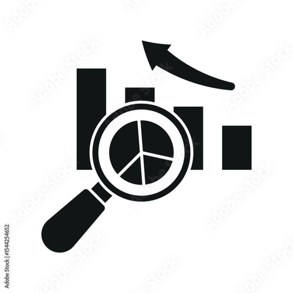 Fototapeta Data circle and magnifier in glyph style builds a strong and timeless review icon.