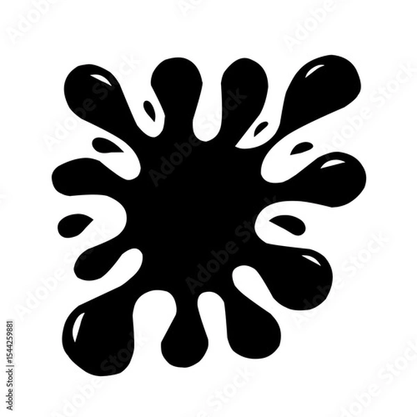 Fototapeta Collection of Black Ink Splatters and Drips on White Background