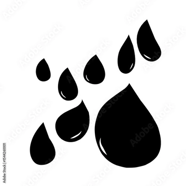 Obraz Collection of Black Ink Splatters and Drips on White Background