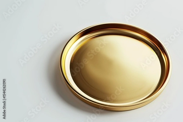 Fototapeta High Definition View of Gold Plate on a White Background