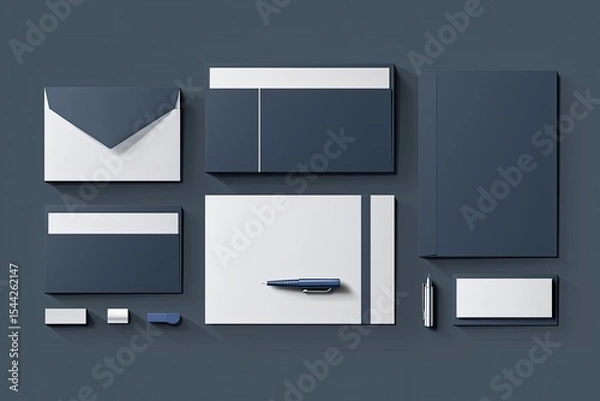 Fototapeta High Resolution Visual of Vector Modern Blue Professional Business Stationery Set