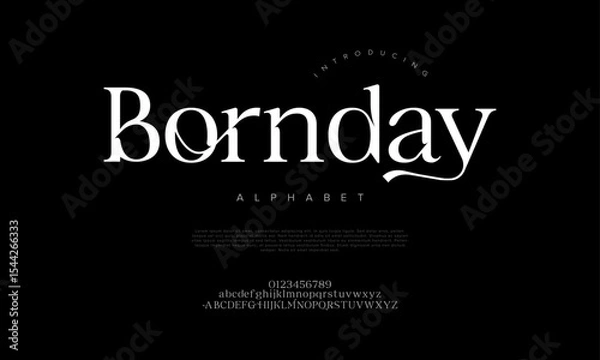 Fototapeta Luxurious serif font with graceful curves and ligatures, ideal for wedding, branding, or elegant design projects