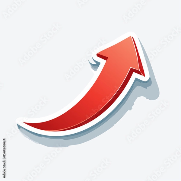 Fototapeta Red Curved 3D Arrow Pointing Upward