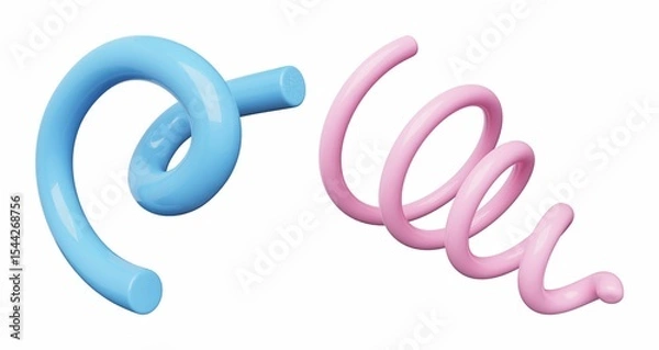 Obraz 3D rendered spiral shapes in blue and pink, appearing soft and flexible.