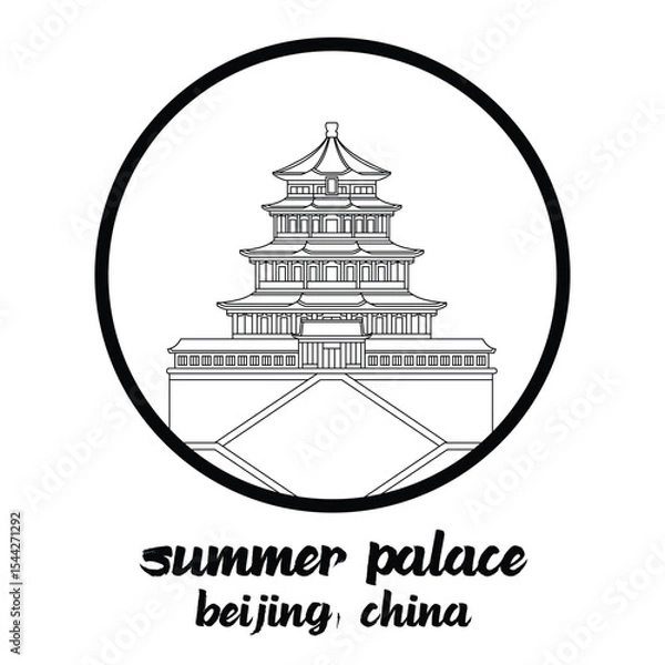 Obraz Circle Icon Summer Palace. Vector Illustration