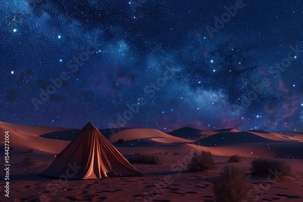 Fototapeta Ultra Hd Image of the Starry Sky Above a Desert and a Tent