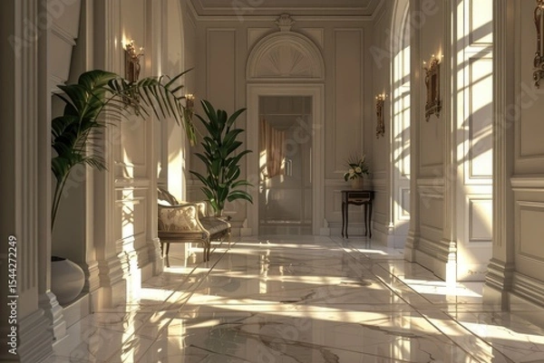 Fototapeta High Quality Picture of Rendering of Elegant Neoclassical Interior