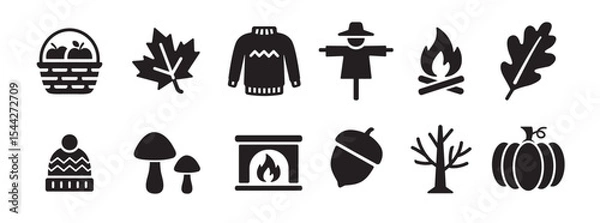 Obraz autumn season icon set 