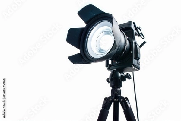 Fototapeta High Quality Visual of Studio Softbox Light Mounted on Tripod with White Background