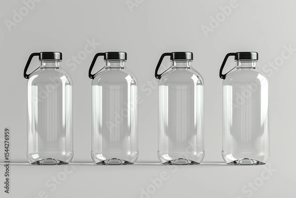 Fototapeta Detailed Visual  of Water Bottles with Handle Mockup, Leaned