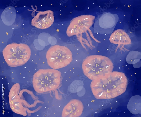 Obraz seamless pattern with moon and stars