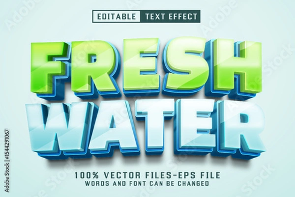 Fototapeta Fresh Water 3d Text - Editable Text Effect