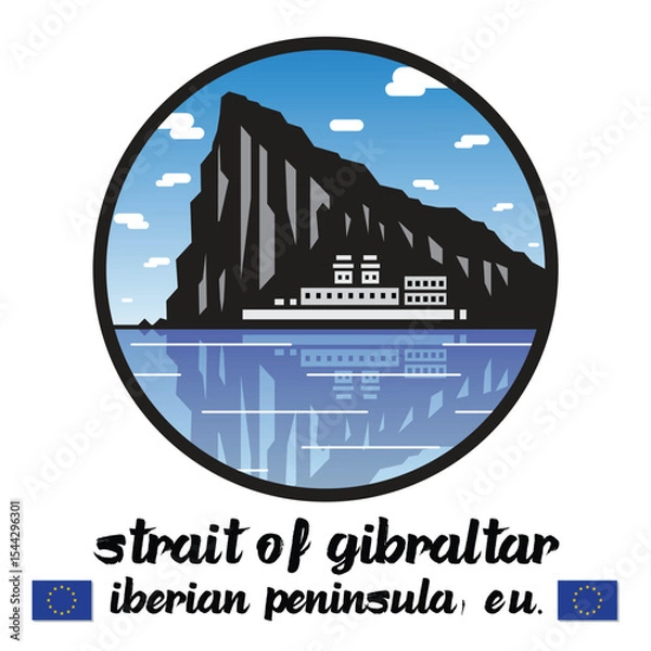 Obraz Circle Icon Strait of Gibraltar. Vector Illustration