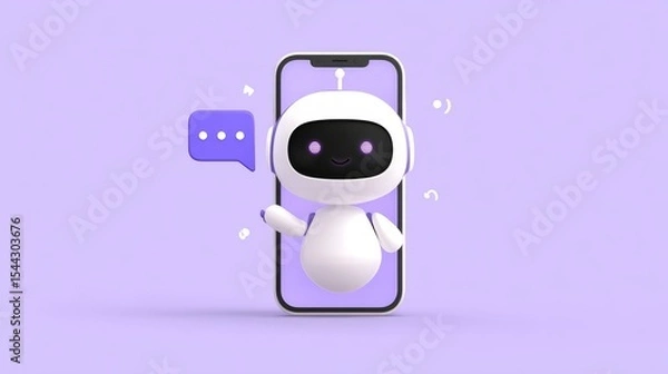 Fototapeta Artificial intelligence chatbot appearing on mobile phone screen with message bubble.
