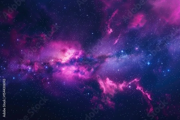 Fototapeta Vibrant Color Visual of Colorful Space Background, Milky Way Galaxy, and Beautiful Pink Nebula