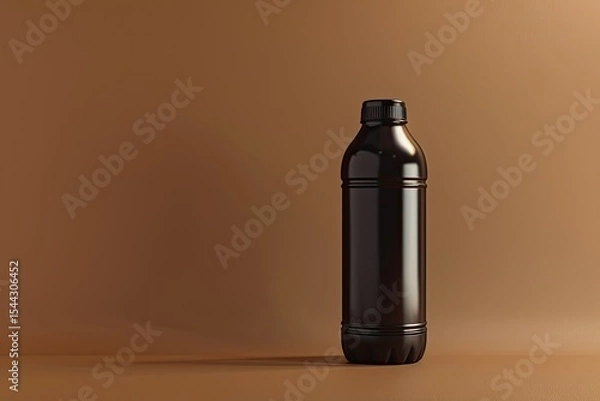 Fototapeta Sharp Image of Mockup of a Sports Bottle on a Brown Background 3D Rendering