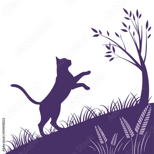 Obraz  Jumping Cat Silhouette