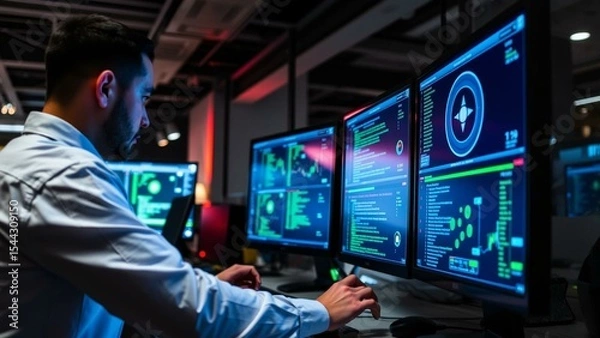 Obraz Cybersecurity threat detection digital interface