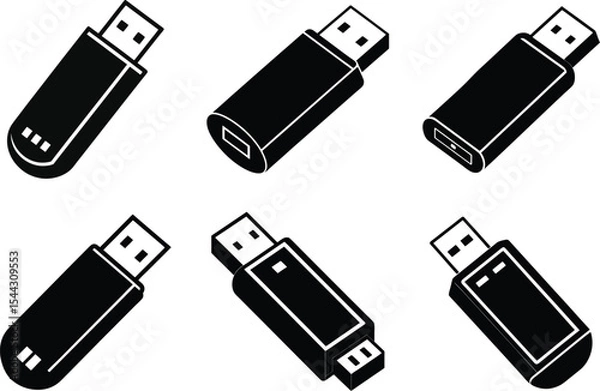 Fototapeta Usb silhouette vector illustration Design Pack