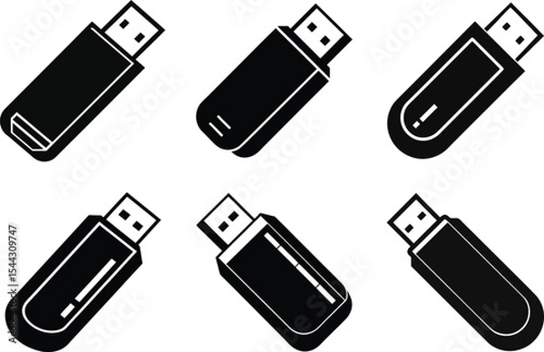 Fototapeta Usb silhouette vector illustration Bundle