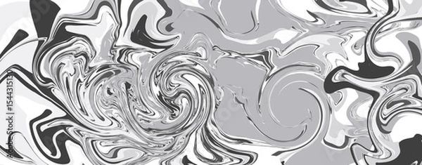 Fototapeta Abstract Marble Swirl Pattern. Black and White Grayscale Fluid Texture Background