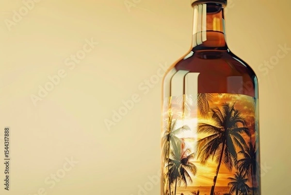 Fototapeta Ultra Hd Visual of a Bottle with a Picture of Palm Trees on it