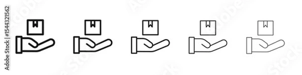 Obraz Hand holding box icon black and white vector sign