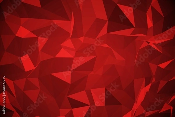 Obraz Abstract red low-poly polygonal pattern radiating across flat design backdrop in vector style