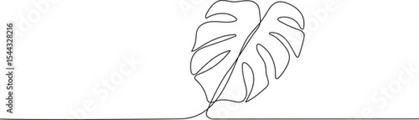 Fototapeta Monstera leaf in continuous line drawing style. Modern single line art, aesthetic contour. Perfect for home decor such as posters, wall art, tote bag or t-shirt print, sticker, mobile case