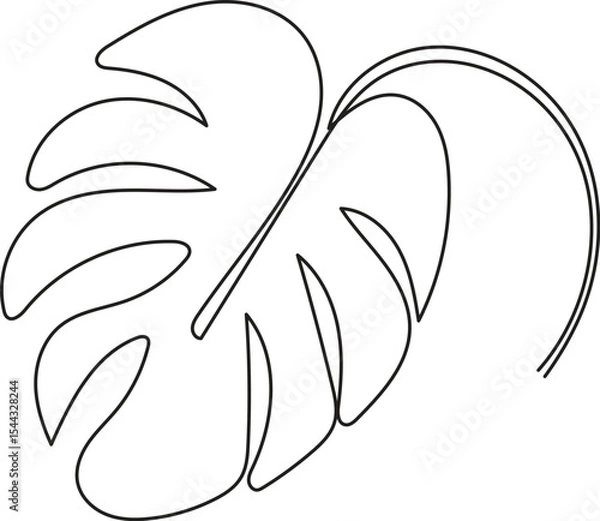 Fototapeta Monstera leaf in continuous line drawing style. Modern single line art, aesthetic contour. Perfect for home decor such as posters, wall art, tote bag or t-shirt print, sticker, mobile case