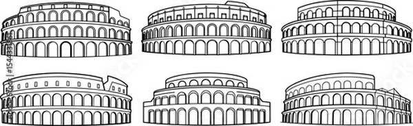 Fototapeta Colosseum Rome outline vector illustrations
