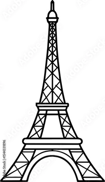 Fototapeta Eiffel Tower outline vector illustrations
