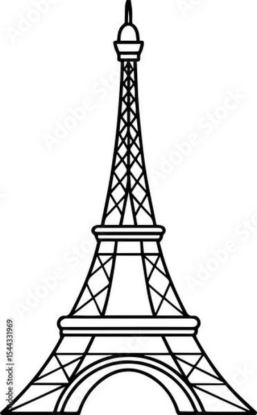 Fototapeta Eiffel Tower outline vector illustrations

