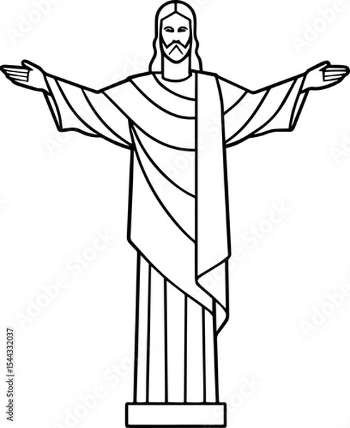 Fototapeta Christ the Redeemer line art illustrations
