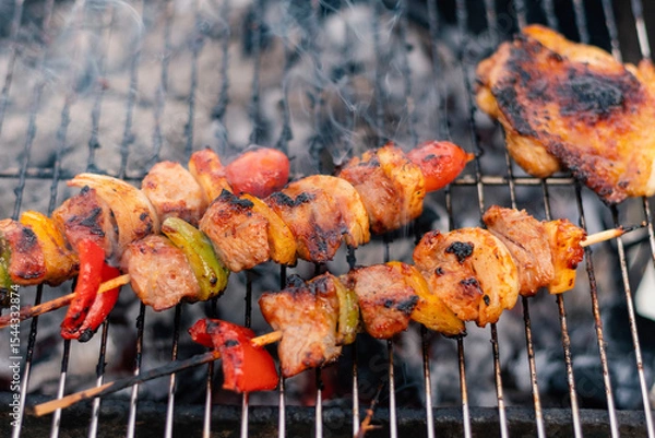 Obraz Barbecue over high hea